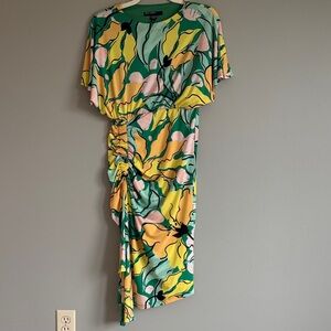 Maggy London Green, Yellow & Pink Floral Midi Dress